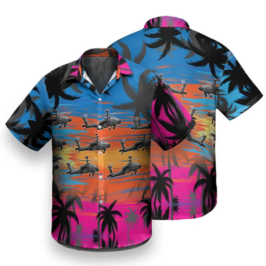 Great Helicopter Flies Dawn Sky Hawaiian Shirt HO1190