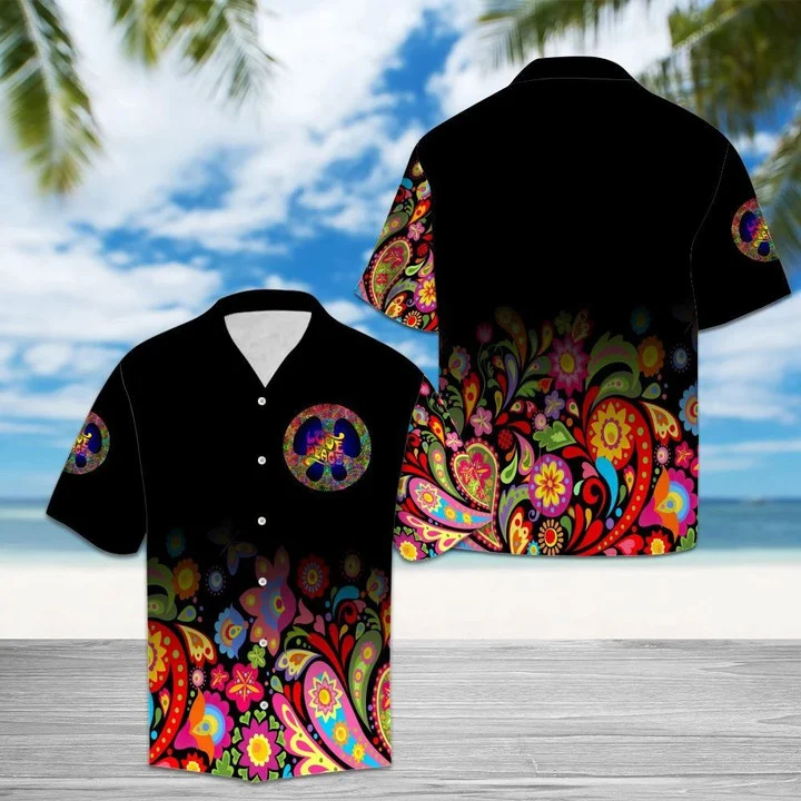 Great Paisley Pattern With Peace Sign Hawaiian Shirt HO2167