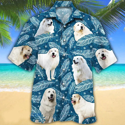 Great Pyrenees Dog Lovers Blue Feather Hawaii Hawaiian Shirt HO3824