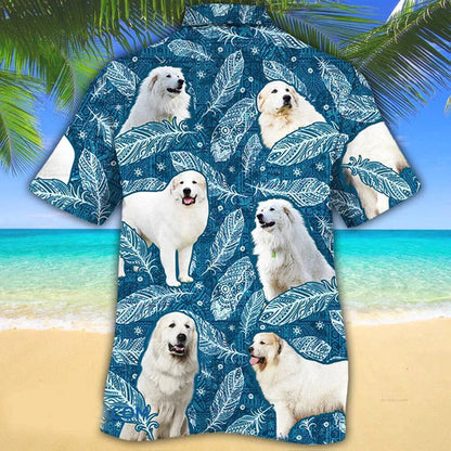 Great Pyrenees Dog Lovers Blue Feather Hawaii Hawaiian Shirt HO3824