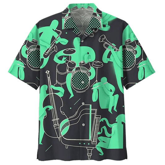 Green Drum Hawaiian Shirt for Men, Funny Drummer Gift, Drums Player Shirt, Drums Player Gift HO1899