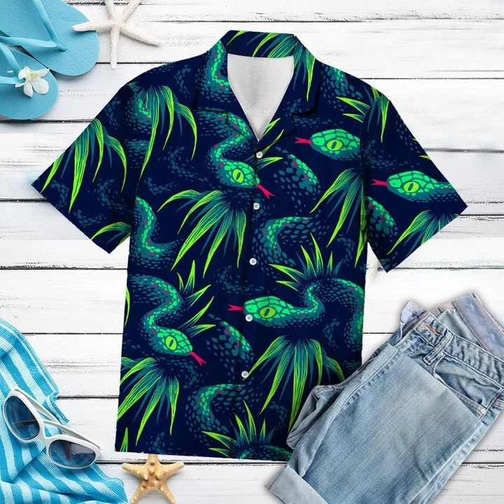 Green Snake Crawling On The Ground Hawaiian Shirt for men and women HO1628