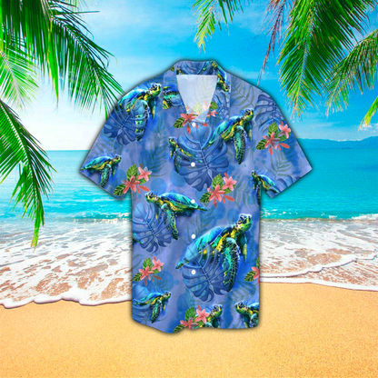 American Turtle Flag 3D Print Polyester Hawaiian Shirt HO1171