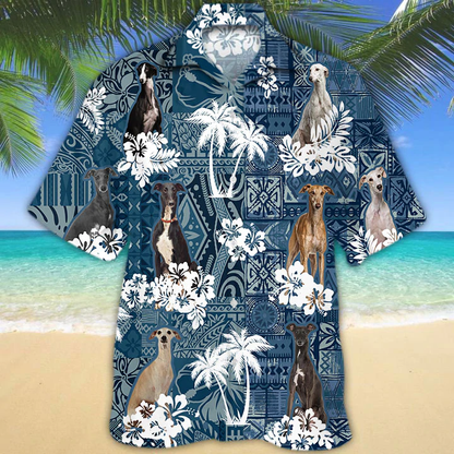 Greyhound Hawaiian Shirt, Flower Greyhound Short Sleeve Hawaiian Aloha Shirt for Men, Women HO2682