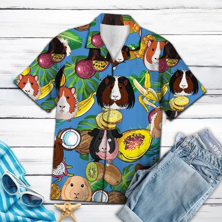Guinea Pig Love Fruit On Blue Hawaiian Shirt HO1939