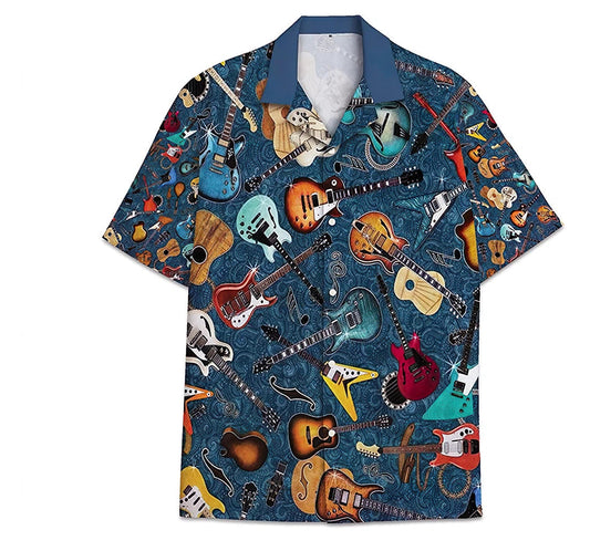 Guitar Pattern Short Tall Women Hawaiian Shirt HO0840