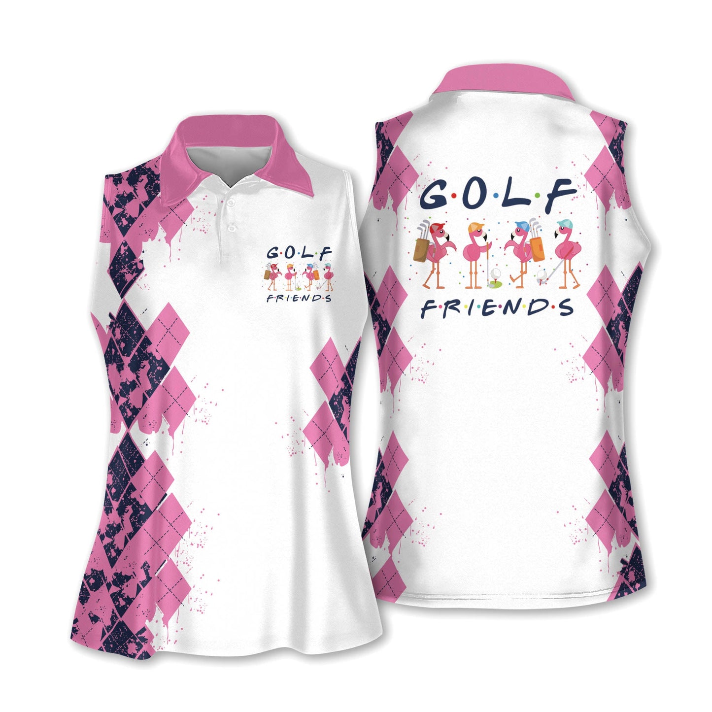 Golf Friends Flamingo V2 Women Sleeveless Polo Shirt, Short Sleeve Polo Shirt H0092