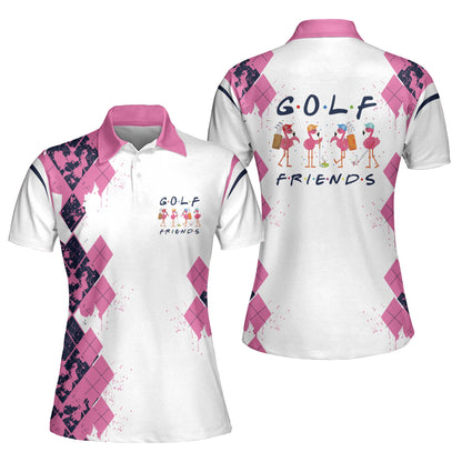Golf Friends Flamingo V2 Women Sleeveless Polo Shirt, Short Sleeve Polo Shirt H0092
