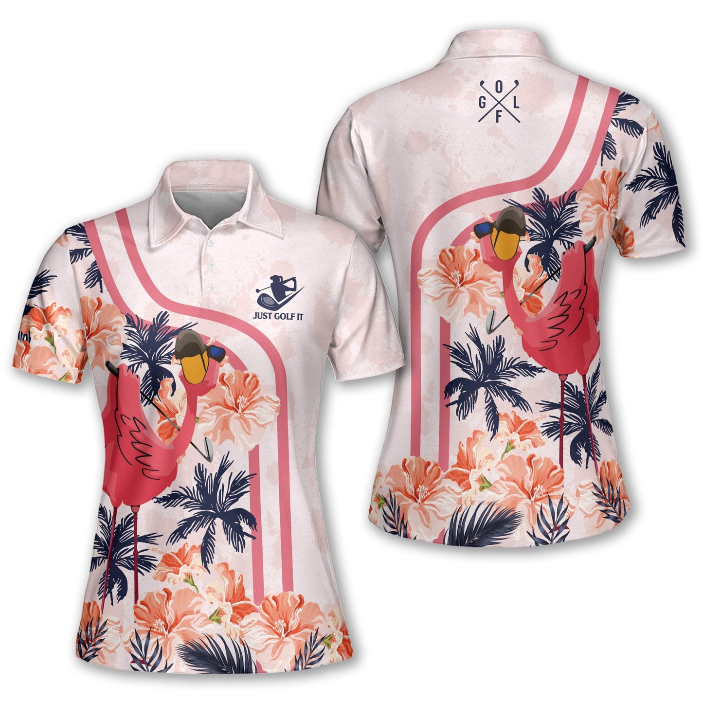 Flamingo Golf Women Short Sleeve Polo Shirt, Sleeveless Polo Shirt H0270