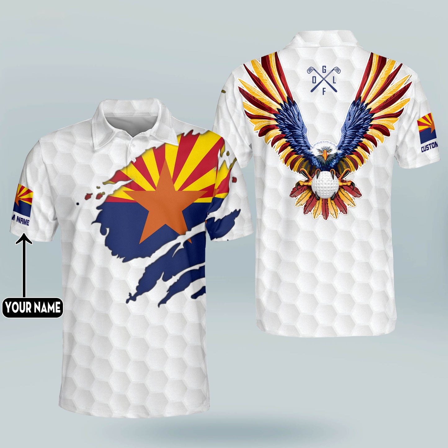 Custom Crazy Texas Flag Arizona Golf Polo Shirt GM0347