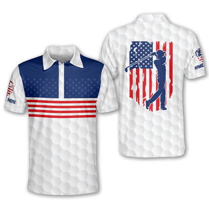 Proud Golf American Flag Golf Polo Shirt GM0355