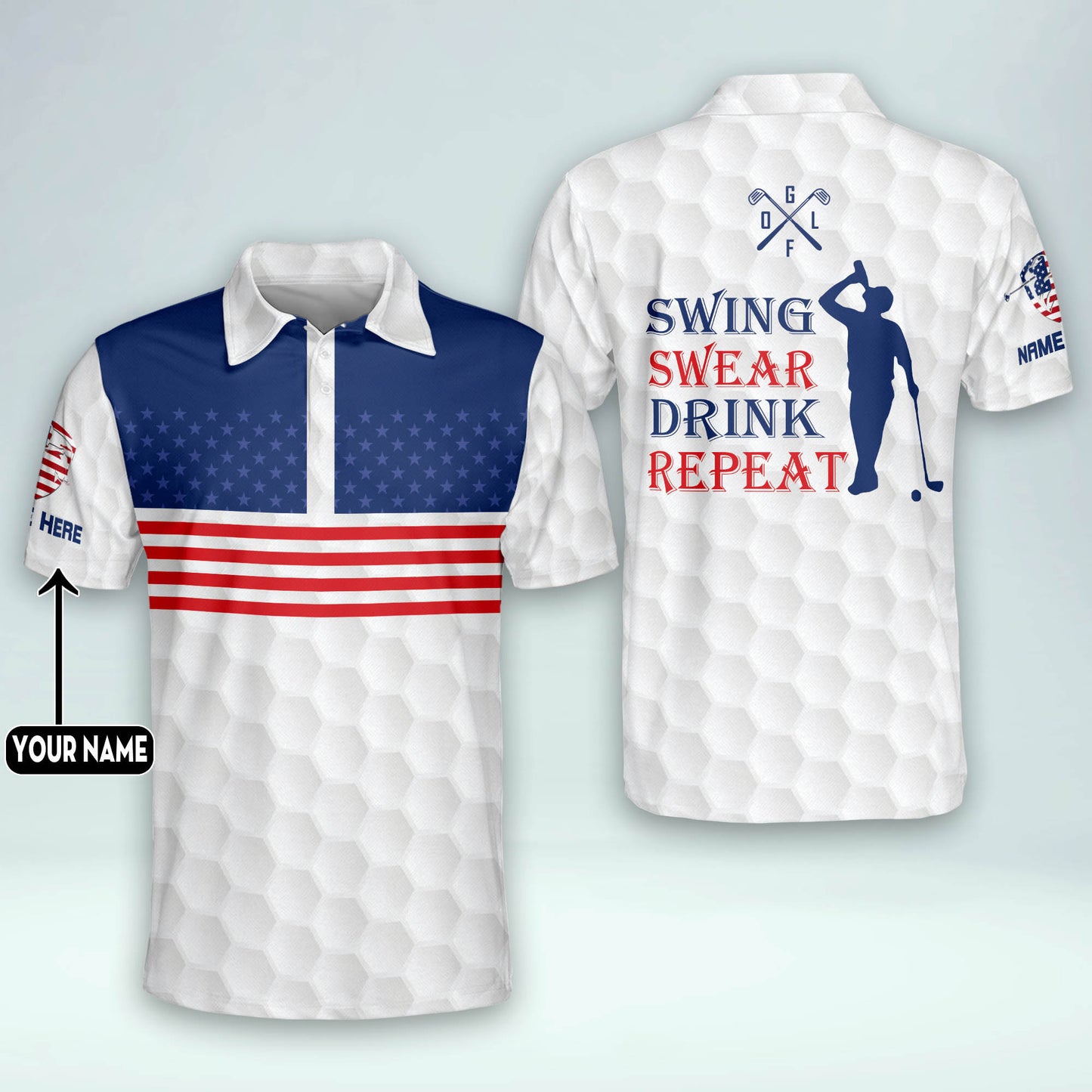 Swing Swear Drink Repeat Golf Polo Shirt GM0358
