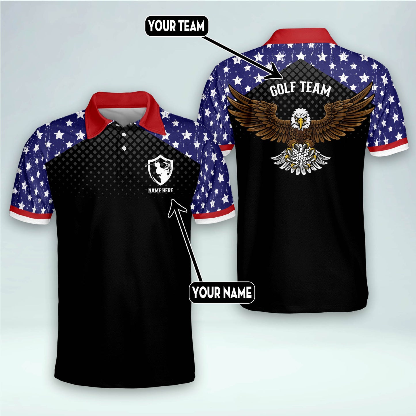 Patriotic Crazy Eagles Golf Polo Shirt GM0374