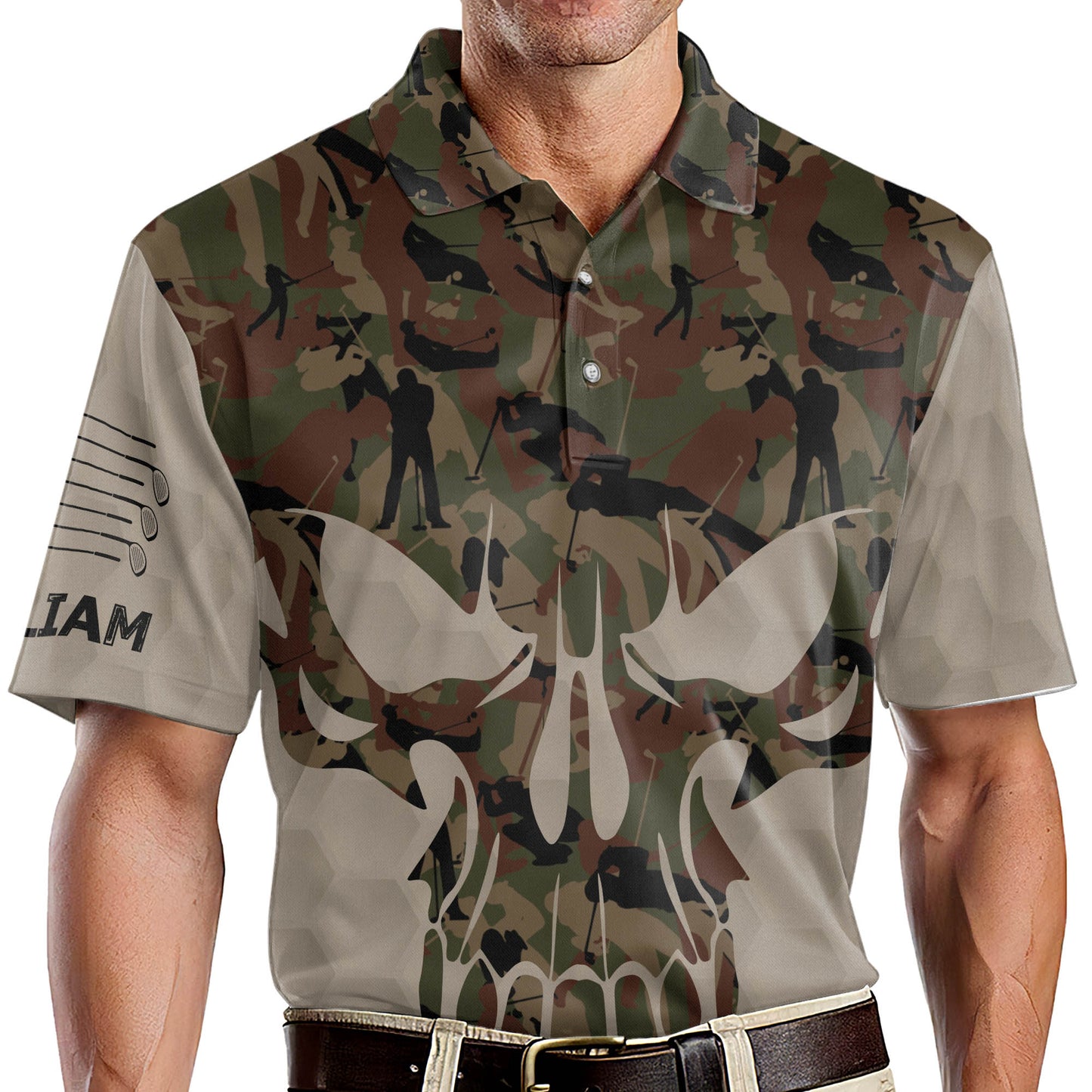 Personalized Camouflage Skull Golf Polo Shirt GM0219