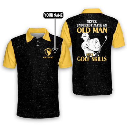 Never Underestimate An Old Man With Golf Skills Golf Polo Shirt GM0051