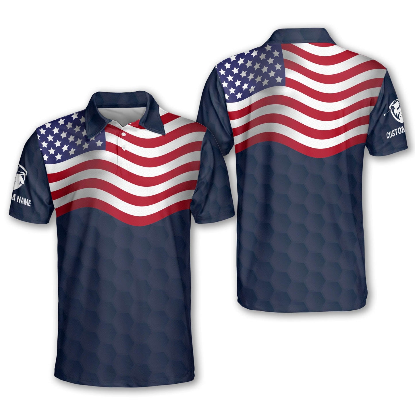 Personalized American Flag Golf Polo Shirt GM0413