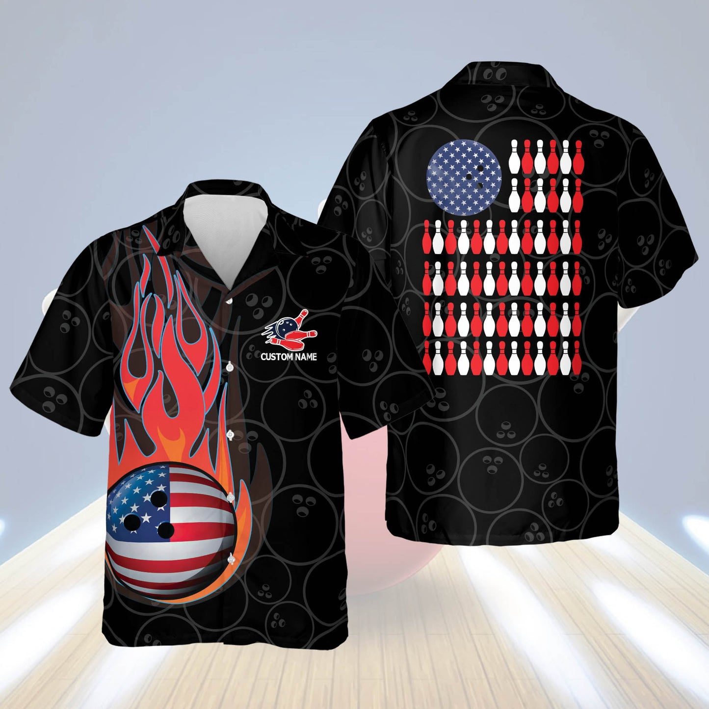 Skull Flame Hawaiian Bowling Shirts HB0020