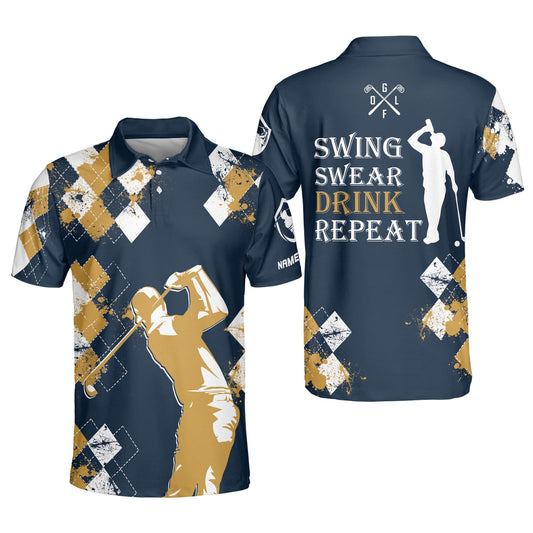 Swing Swear Drink Repeat Golf Polo Shirt GM0306