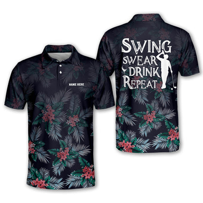 Swing Swear Drink Repeat Golf Polo Shirt GM0341