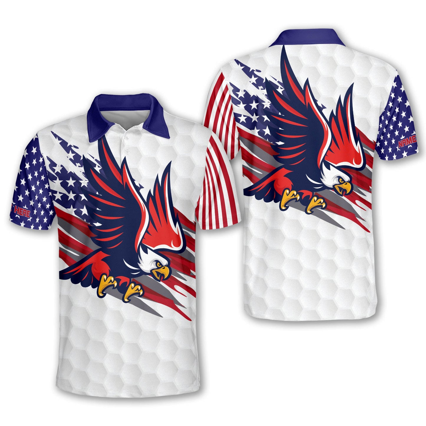 Personalized American Flag Golf Polo Shirt GM0388
