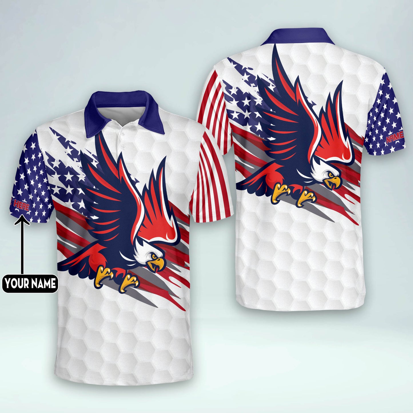 Personalized American Flag Golf Polo Shirt GM0388