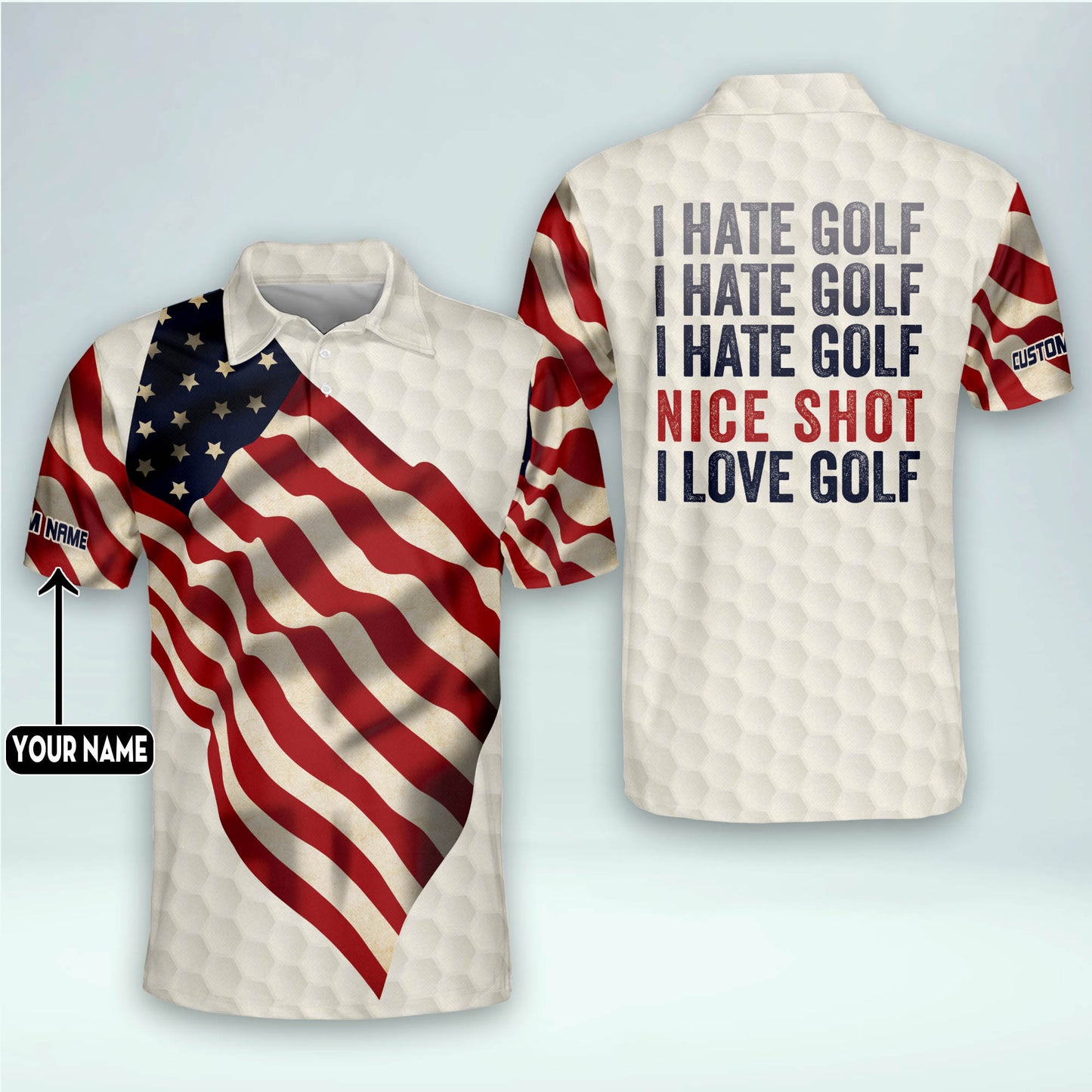 I Hate Golf Nice Shot I Love Golf Polo Shirt GM0380