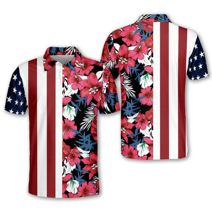 Flamingo Floral Summer Tropical Hawaiian Golf Polo Shirt GM0352