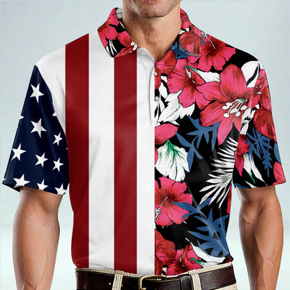 Flamingo Floral Summer Tropical Hawaiian Golf Polo Shirt GM0352