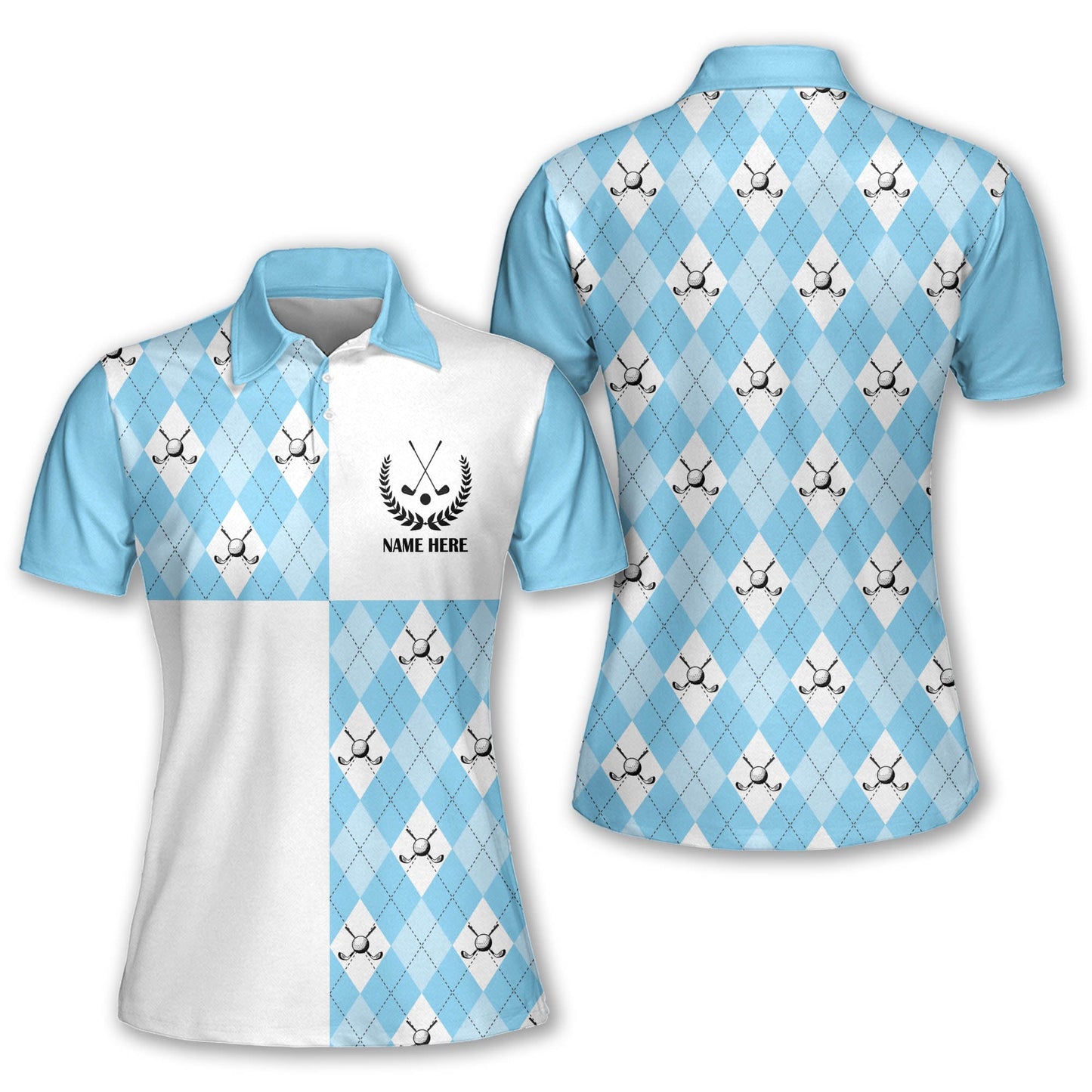 Blue Argyle Women Golf Polo Shirt GW0056