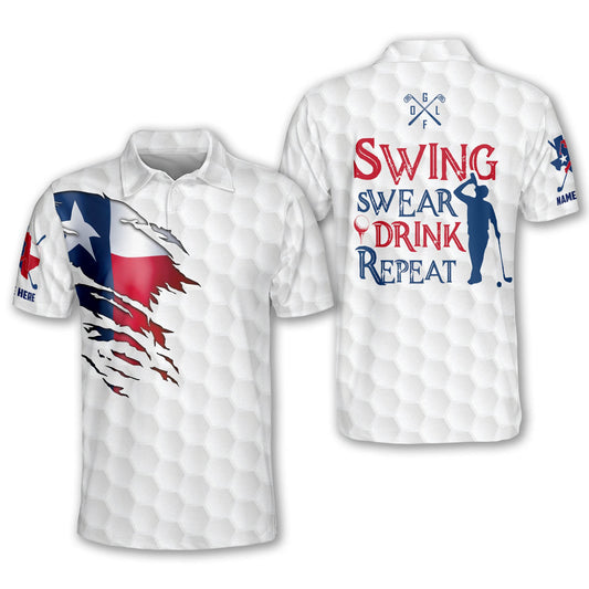 Swing Swear Drink Repeat Golf Polo Shirt GM0377