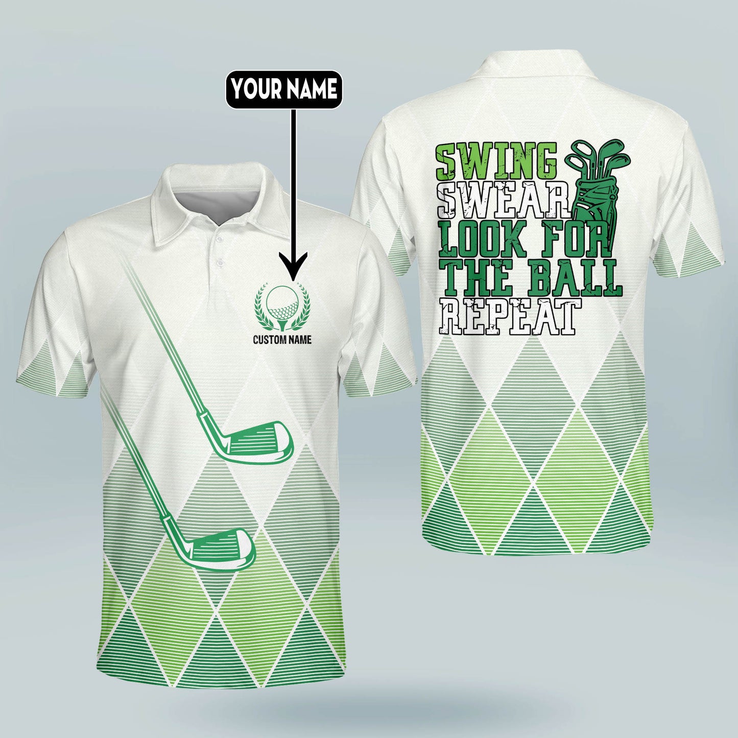 Swing Swear Look for Ball Repeat Golf Polo Shirt GM0319