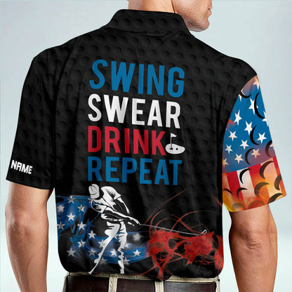 Swing Swear Drink Repeat Golf Polo Shirt GM0373