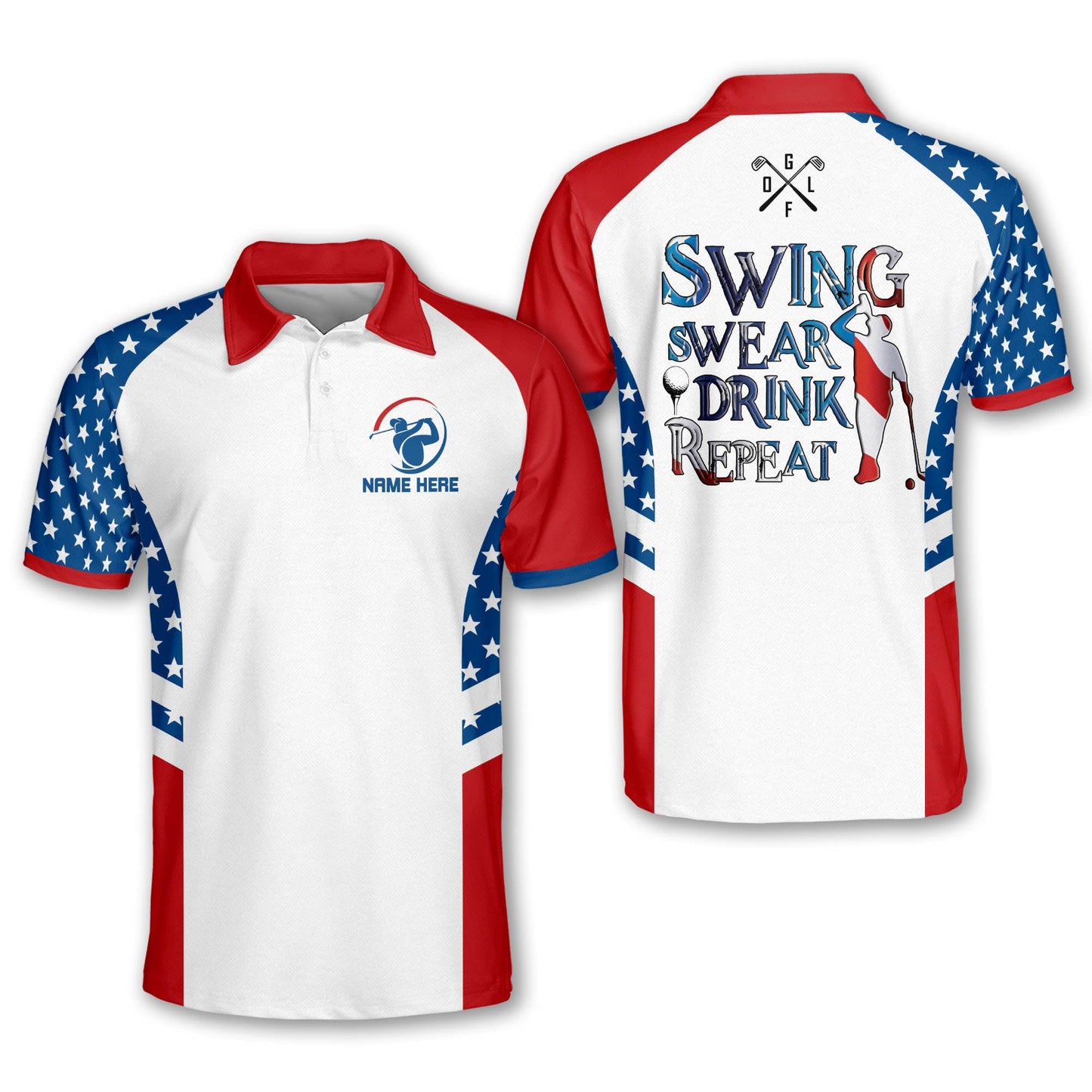 Swing Swear Drink Repeat Golf Polo Shirt GM0344