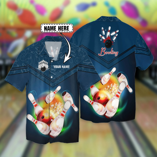 Bowling Ball Hawaiian Shirt, Bowling Ball Aloha Shirt For Men, Vintage Hawaii T-shirt HO0200