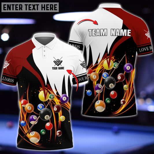 Lasfour Personalized Billiard Ball Team Name Player Polo Shirt BIA0667