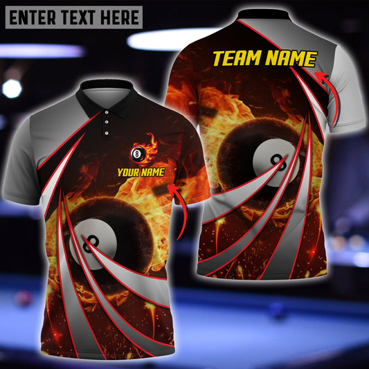Lasfour Personalized Billiard Ball 8 Fire Team Name Player Polo Shirt BIA0668