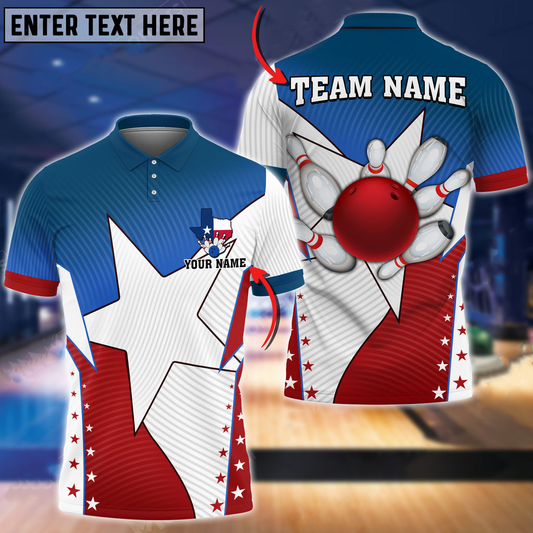 Custom Patriotic Bowling Polo Shirts For Team BO0138