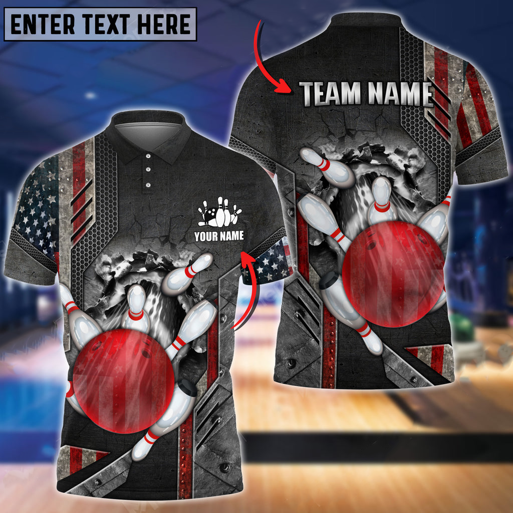 Custom Patriotic Bowling Polo Shirts For Team BO0142