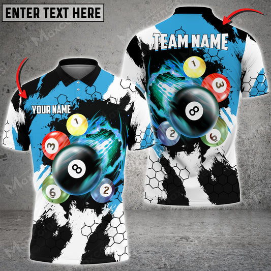 Lasfour Billiards Breaking Hexagon Personalized Name, Team Name Unisex 3D Shirt ( More Color Options ) BIA0573