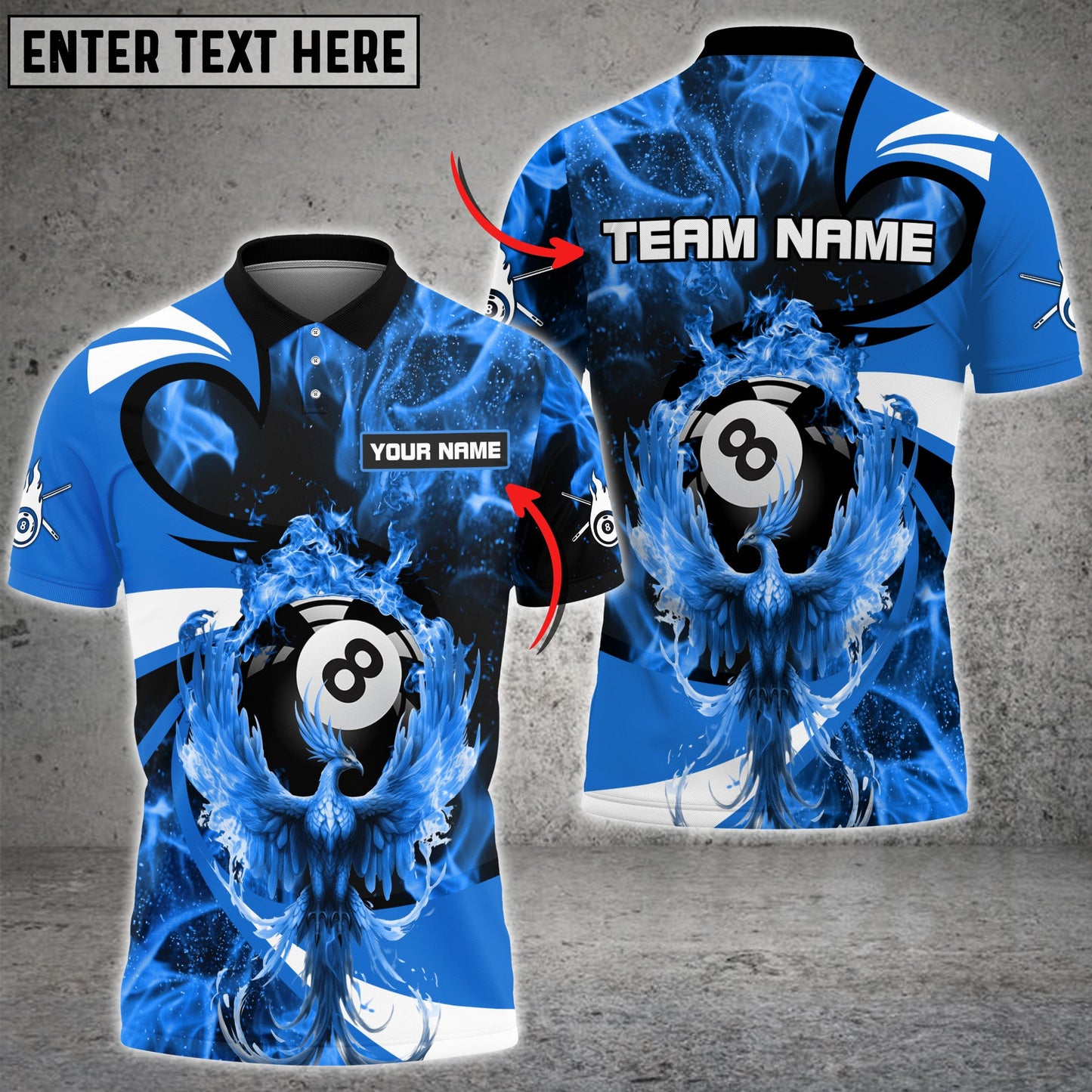 Lasfour Billiards Phoenix Fire Personalized Name 3D Shirt (Multi Color Options) BIA0243