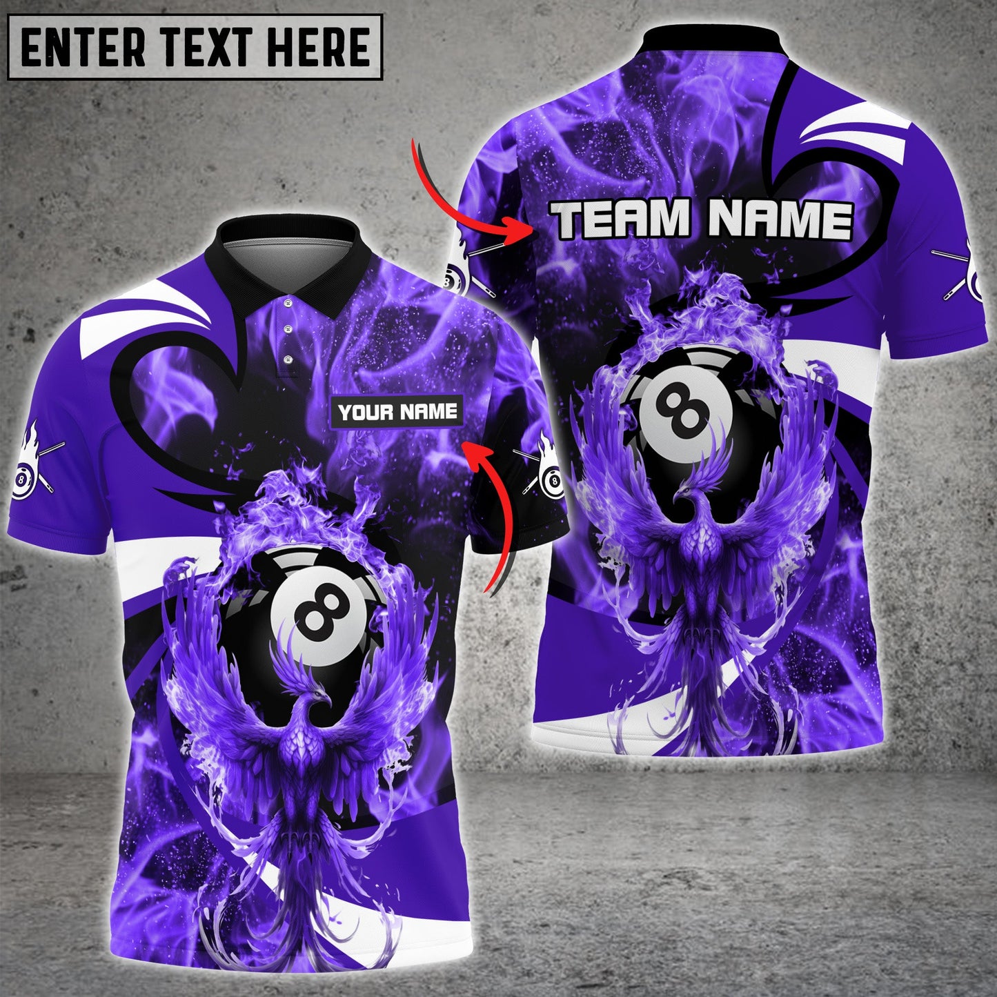 Lasfour Billiards Phoenix Fire Personalized Name 3D Shirt (Multi Color Options) BIA0243