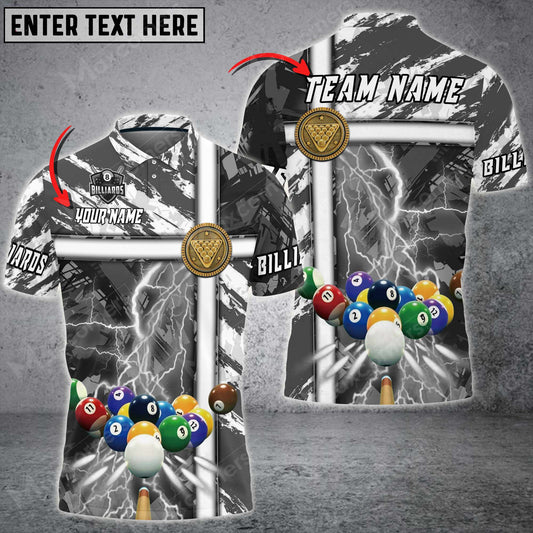 Lasfour Billiards Thunder Grunge Personalized Name, Team Name Unisex 3D Shirt ( More Color Options ) BIA0574