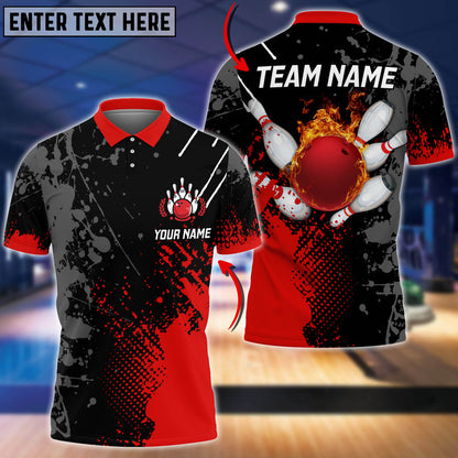 Custom Flame Bowling Polo Team Shirts BO0100