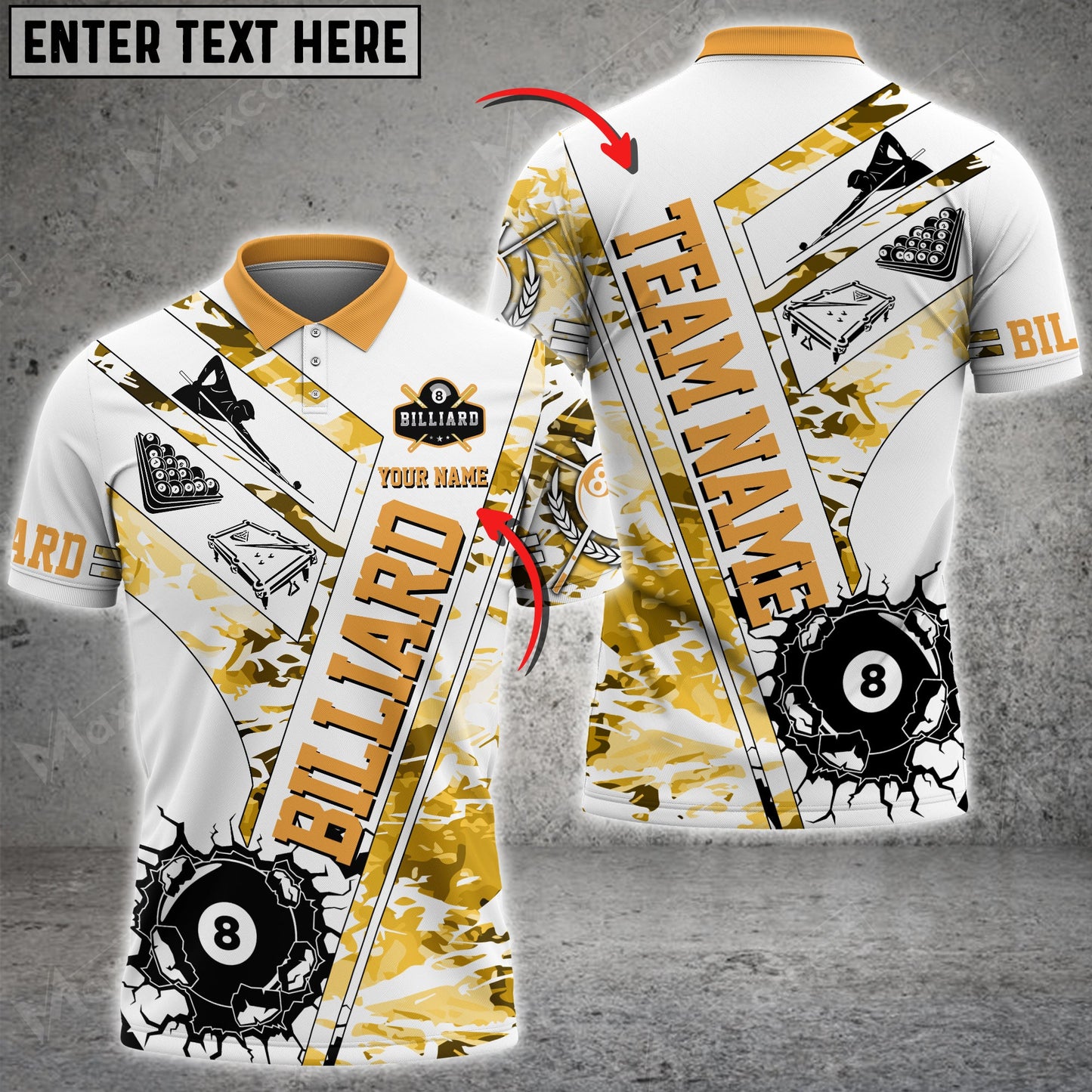 Lasfour Billiards 8 Ball Crack White Grunge Multi Color Options Personalized Name 3D Shirt BIA0217
