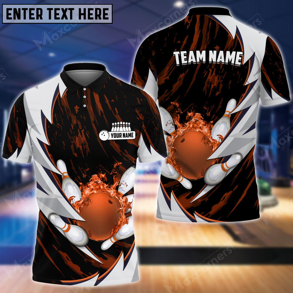 Custom Flame Bowling Polo Team Shirts BO0099