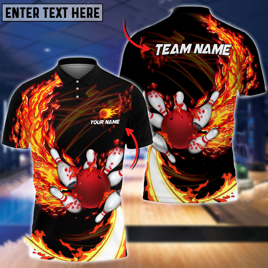 Custom Flame Bowling Polo Shirts BO0011