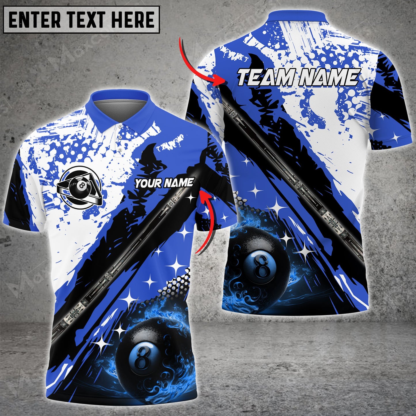 Lasfour Cue Billiards 8 Ball Grunge Multi Color Options Customized Name 3D Shirt BIA0446