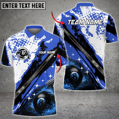 Lasfour Cue Billiards 8 Ball Grunge Multi Color Options Customized Name 3D Shirt BIA0446