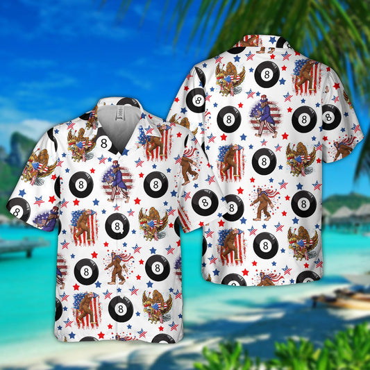 Lasfour Billiards American Ball 8 Bigfoot Hawaiian Shirt BIA0836