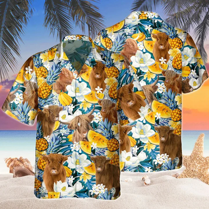Highland Banana Hawaiian Shirt, Cow Hawaii Shirt, Cow Shirts, Cow Lovers, Shirt For Men HO2220
